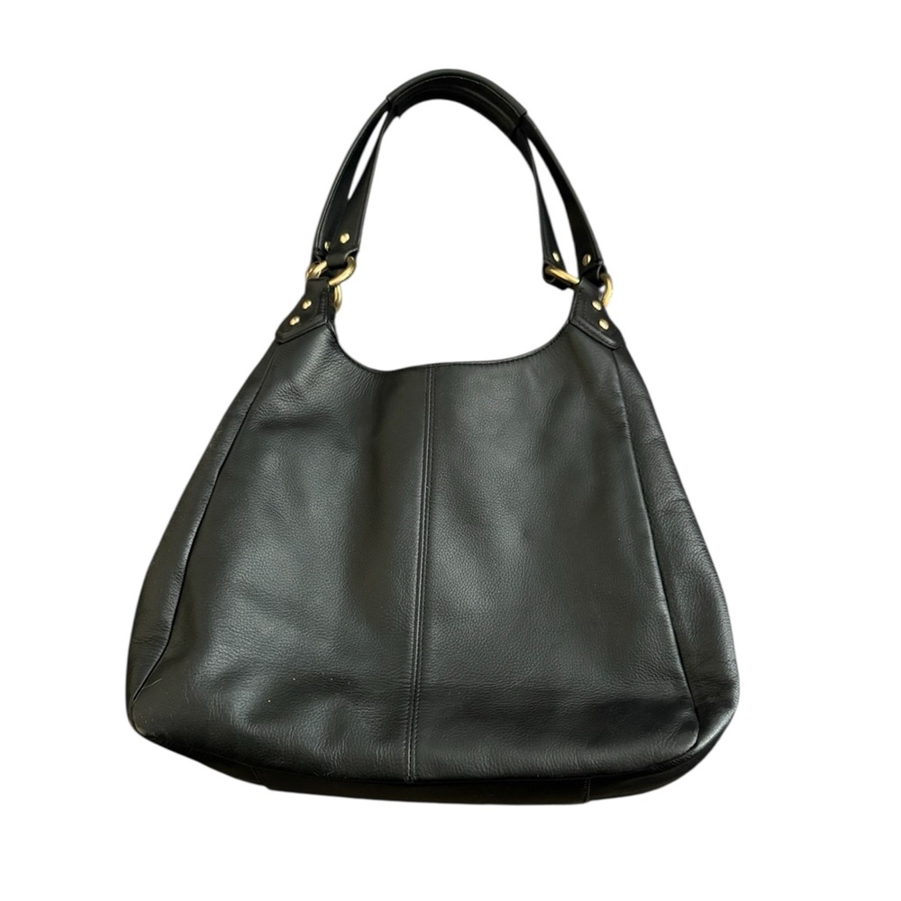 Coach Campbell F24686 Black Leather Hobo Shoulder Bag Purse Brass Buckle Handbag - Picture 2 of 10